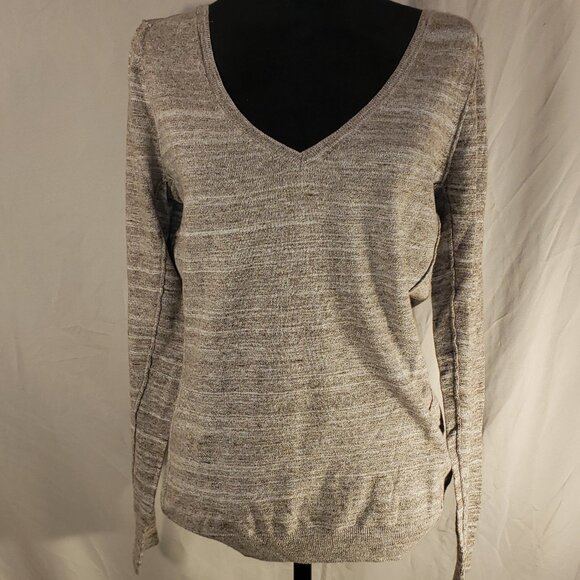 a.n.a. Tan Heather Knit V Neck Sweater - M - Picture 1 of 4